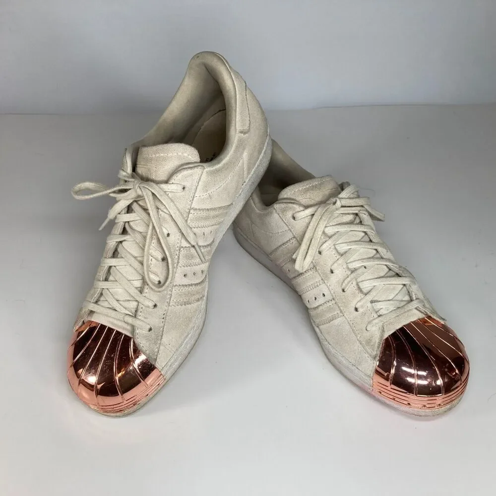 Adidas Superstar 80's Copper Cap Toe Suede Off White Sneakers Womens Size 7.5